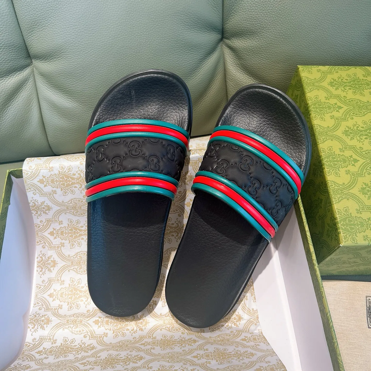Men's Men's Shoes 130🐮🐮Gucci Gucci Slippers Gucci 2024 latest beach sandals slippers Original molding double G LOGO Original molding consistent Outsole: Men's Men's Shoes u double-layer outsole Size: 35-46